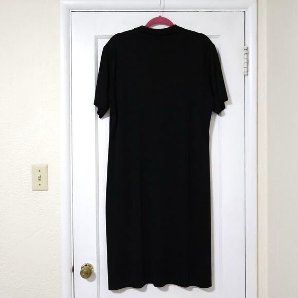 Vintage Misook Black Collared Midi Dress 1X Lagenlook Capsule Wardrobe Office - Picture 6 of 7